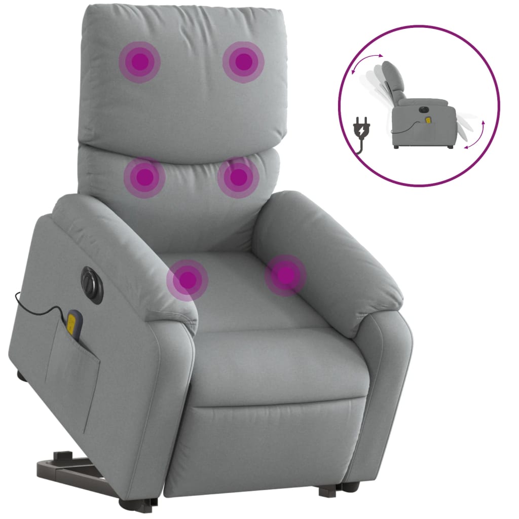 Sillón de masaje eléctrico | sillón de relax | silla de relax reclinable elevable tela gris claro cfw977176