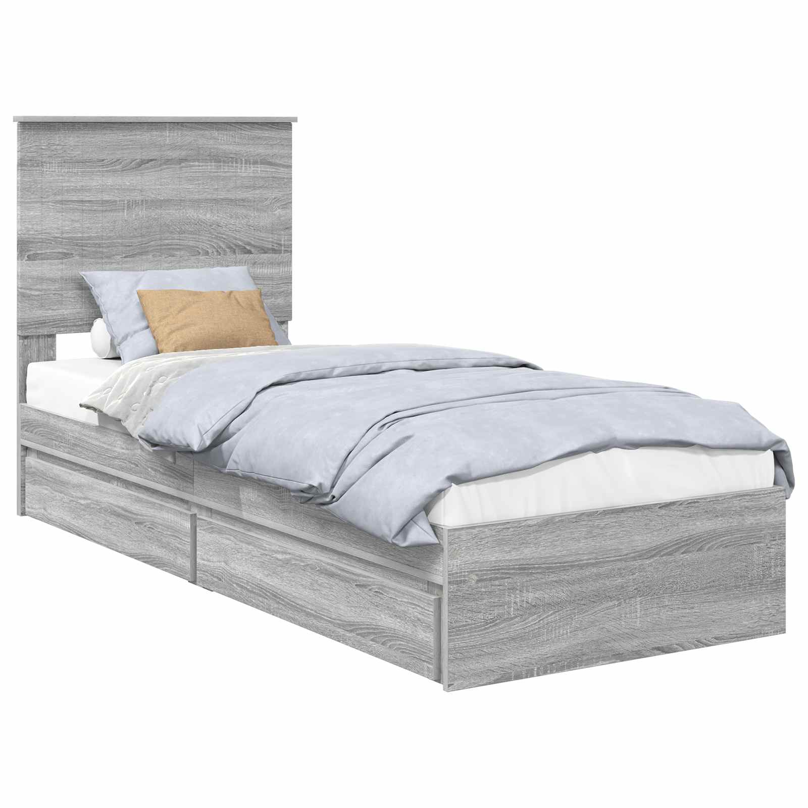 Lit de rangement gris 75 x 190 cm en panneau de bois - 2