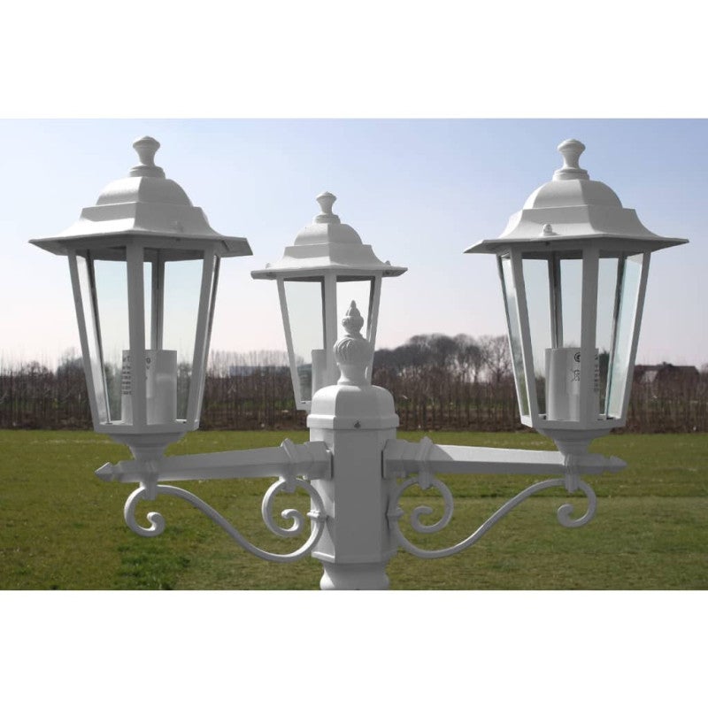 Lampadaire de jardin 3 bras 215 cm Blanc Aluminium - 6