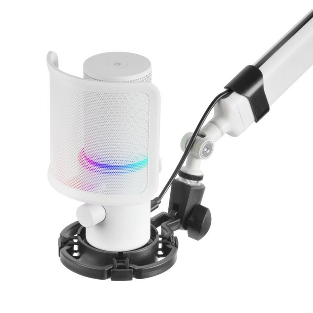 MICROPHONE MARS GAMING MMIC-XT RGB AVEC BRAS DE MONTAGE (BLANC)