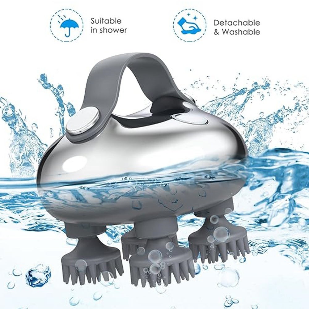 Massajador Elétrico para Couro Cabeludo com 8 Cabeças de Massagem em Silicone, Aparelho de Massagem Portátil com 3 Modos para Relaxamento - 8