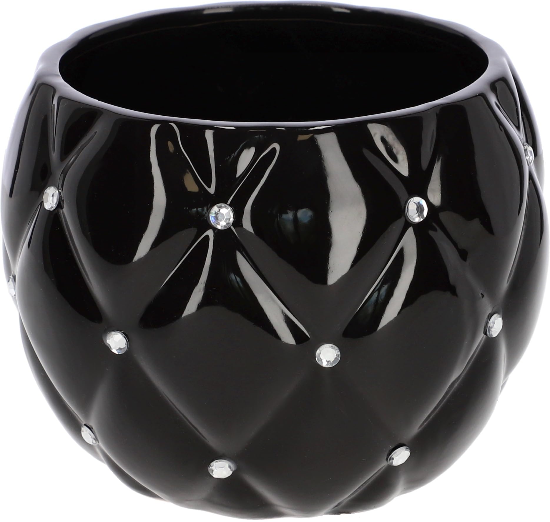 Zestaw 2x doniczka donica ceramiczna okrągła osłonka glamour czarna ⌀ 15 cm - KOTARBAU - 6
