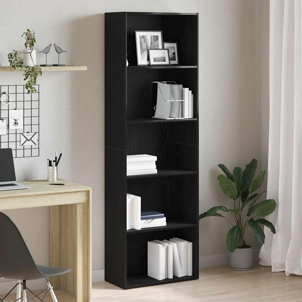 Regał biblioteczny Czarny Dąb 60x30x189 cm Drewno klejone vidaXL