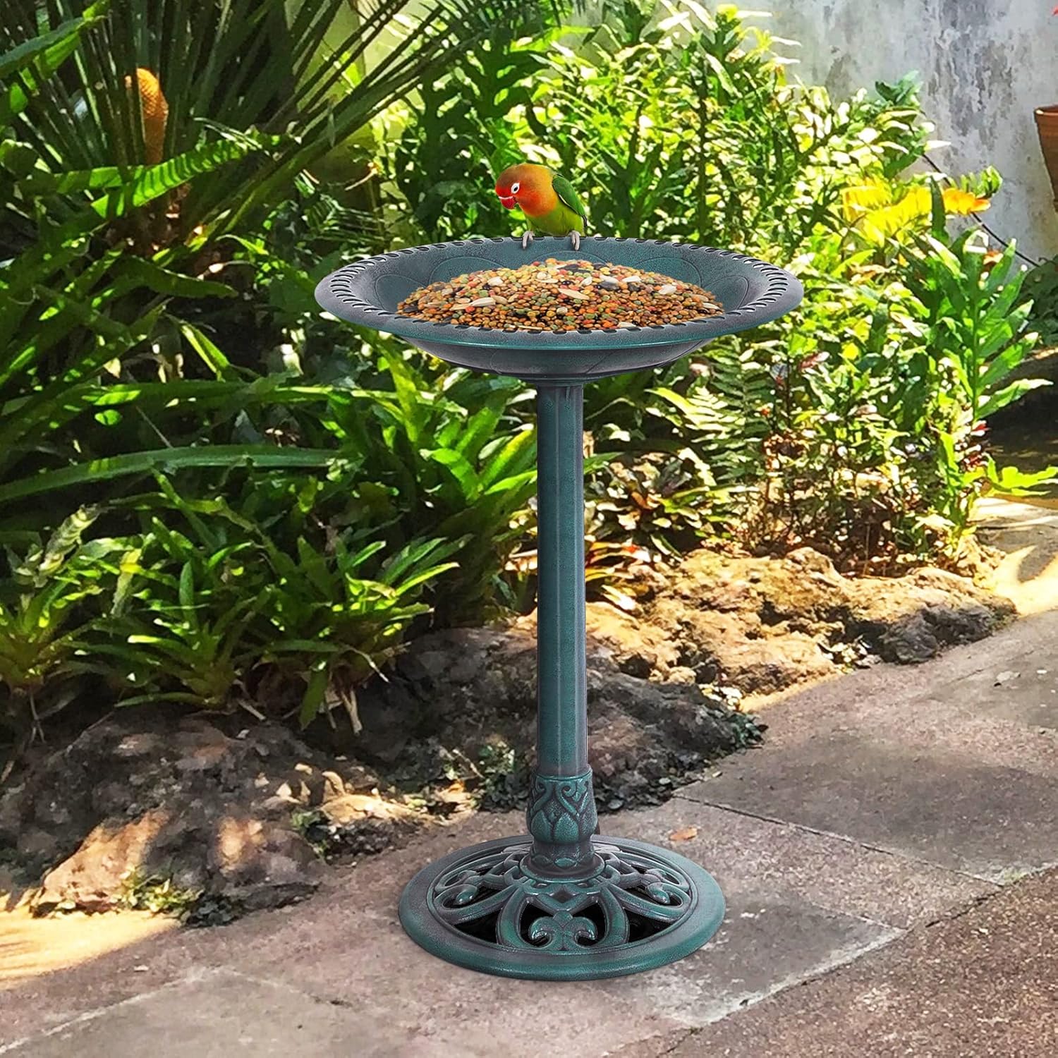 Alimentador de pássaros em suporte, banho de pássaros Diâmetro 51cm/Altura 72CM - 9