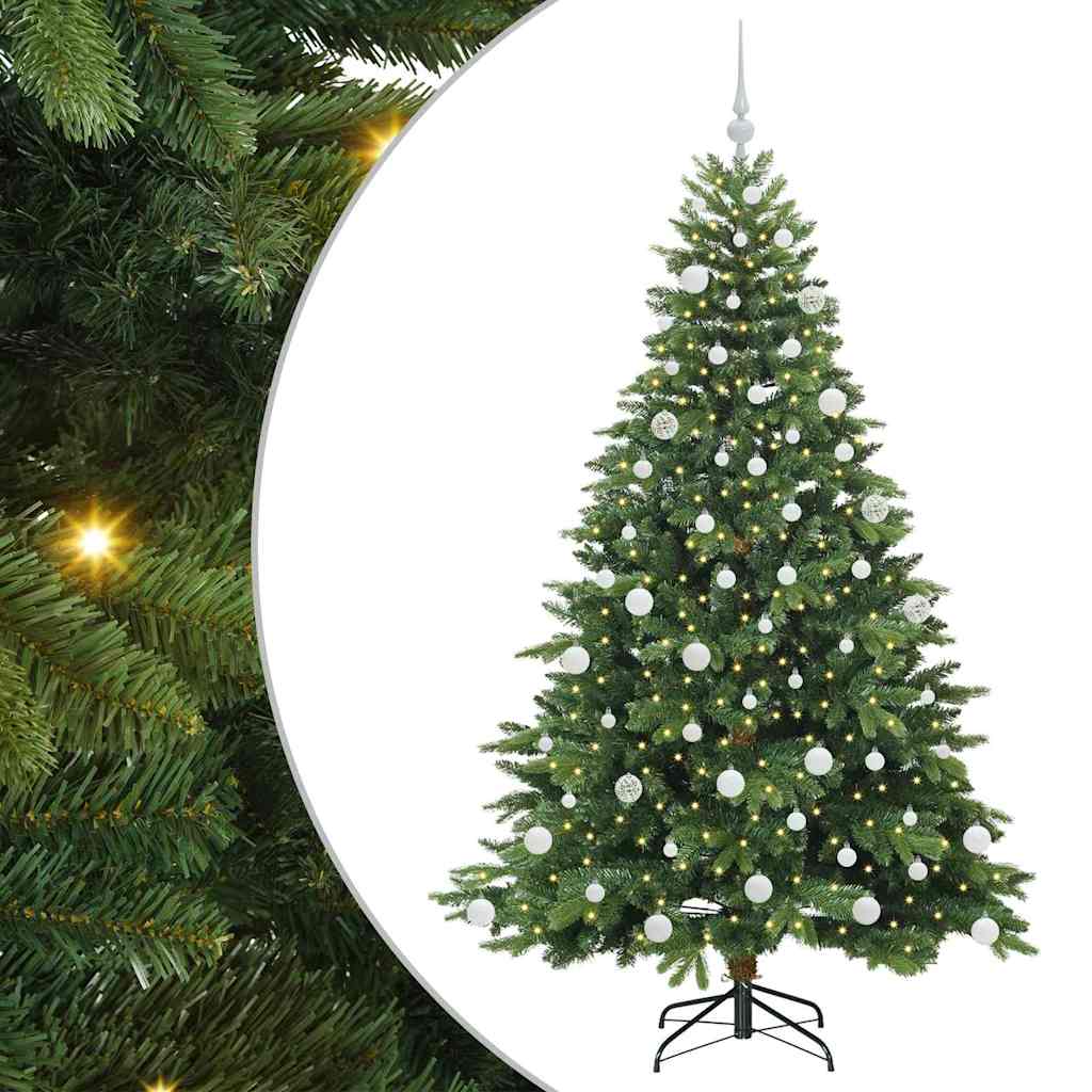Sztuczna choinka z 300 diodami LED Zielony 180 cm PE i PVC