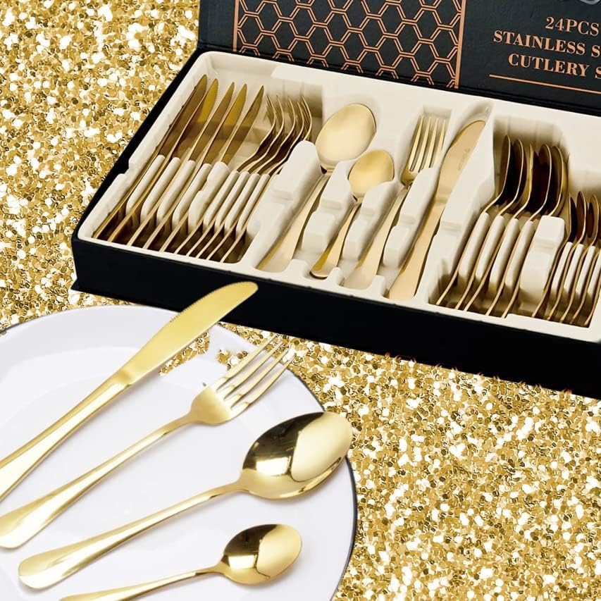 Servizio 36 Pezzi Vintage Oro In Acciaio Inossidabile, Colore Oro Opaco  Lavorazione Della Supperficie Con Impiantazione Di Titanio Pvd Mepra S.p.a. 1097vi22036