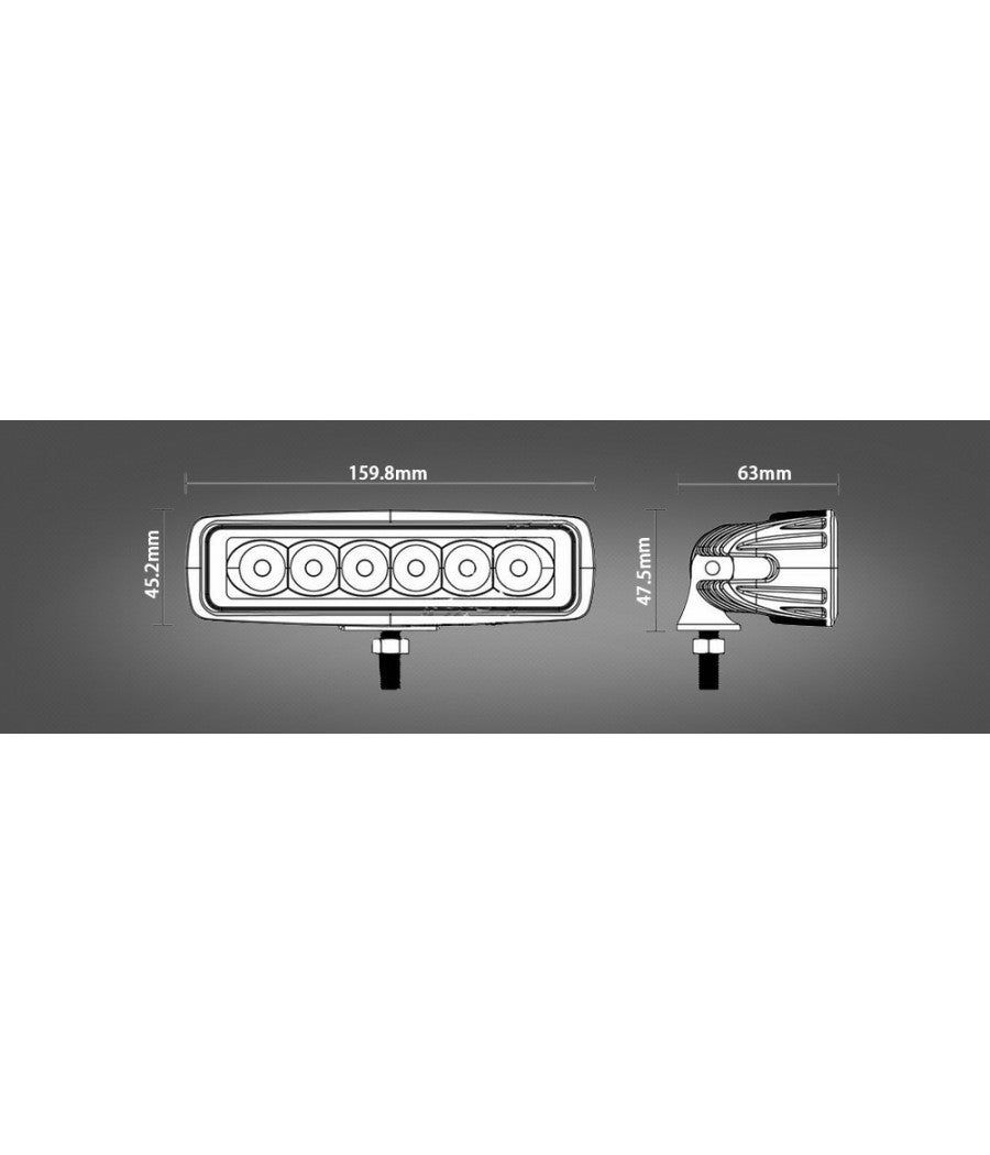 Trade Shop - Faro Lampada Supplementare Profondita' Per Auto Fuoristrada 12v 6 Led 18w Ip68 - - 3