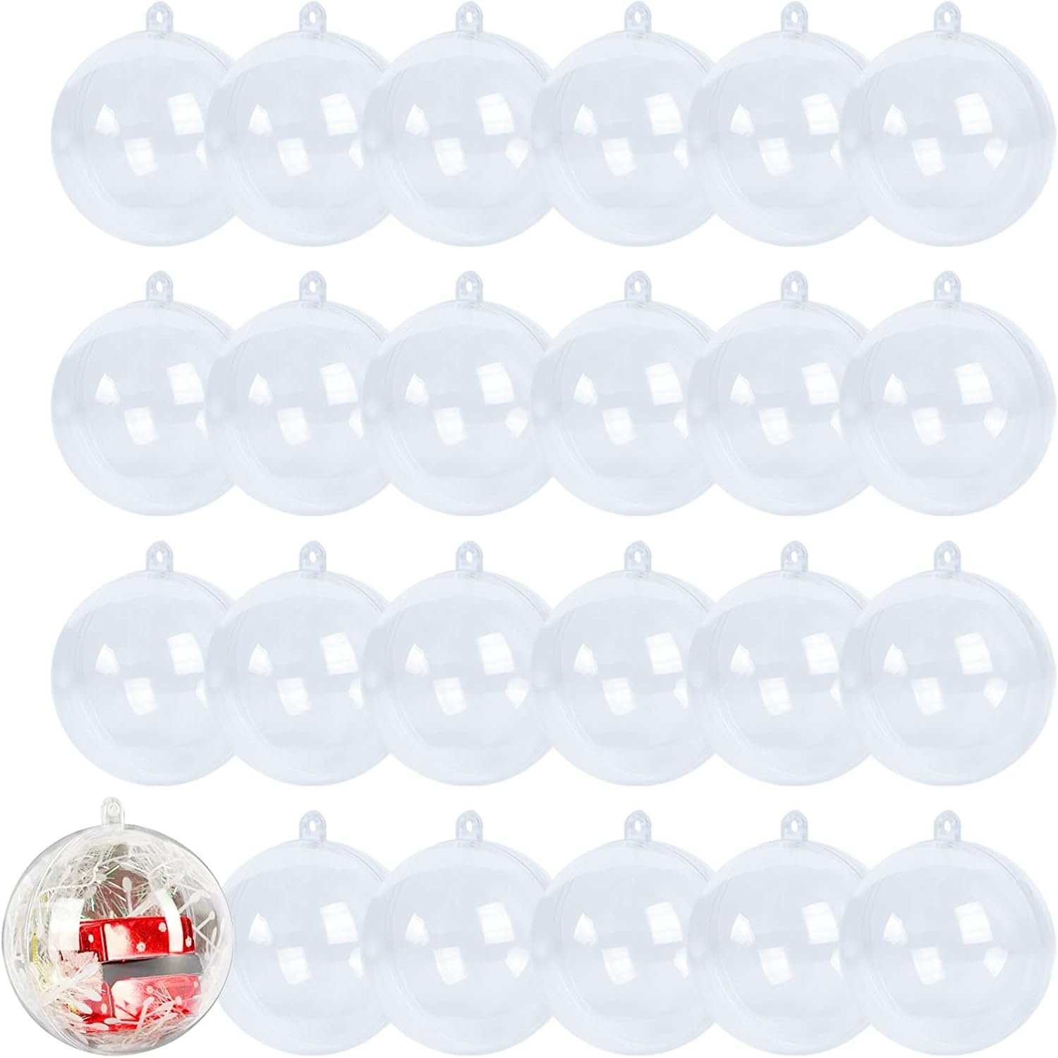 24 szt. 6 cm plastikowe bombki choinkowe ozdoby choinkowe przezroczyste plastikowe bombki do wypełnienia