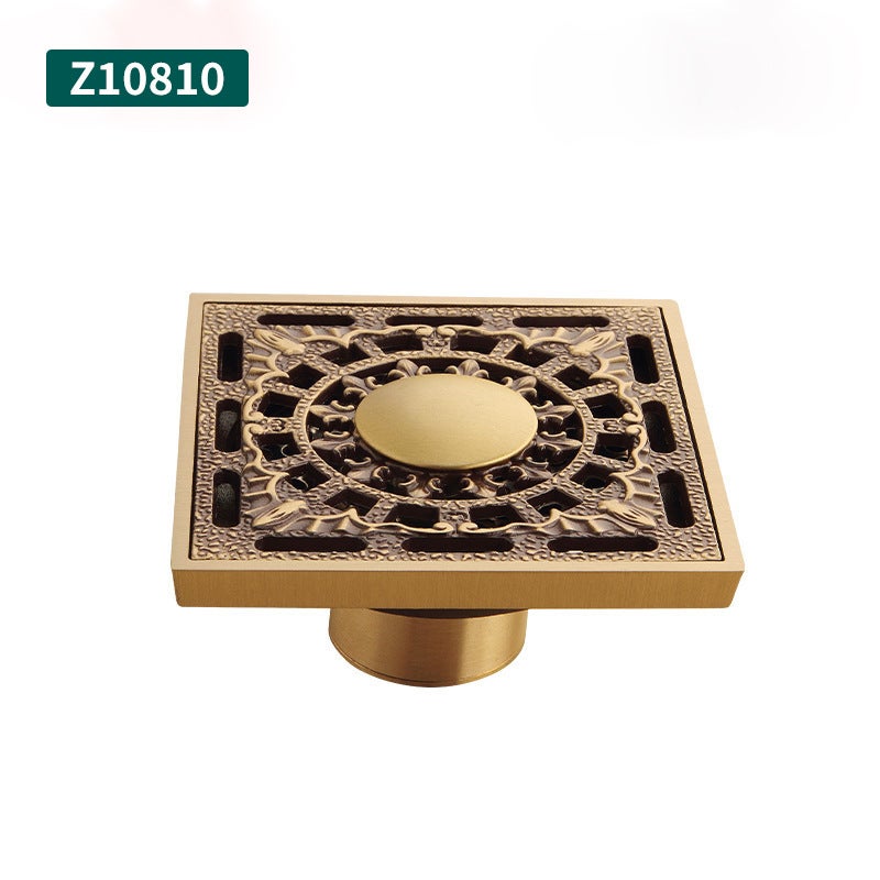 Mosiężny, antyczny syfon podłogowy z funkcją neutralizacji zapachów, odpowiedni do łazienki/pod prysznic, z10810 (10 cm x 10 cm)