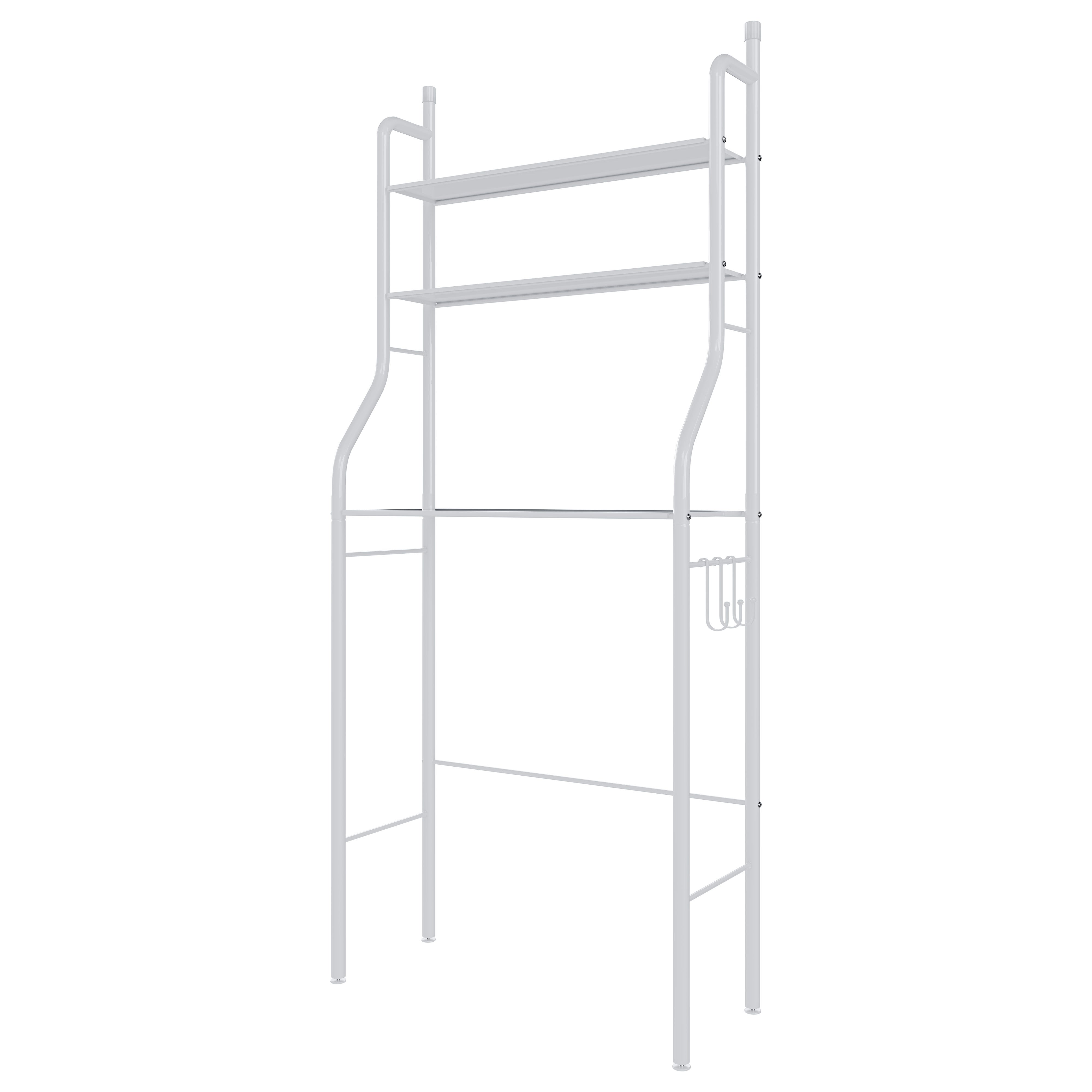 Scaffale Bagno 3 Mensole Ripiano Superiore Mobile Sopra Lavatrice Lavanderia Ripiani Per Appoggio Organizer Da Parete In Metallo 152x65x25 Cm Bianco - 7