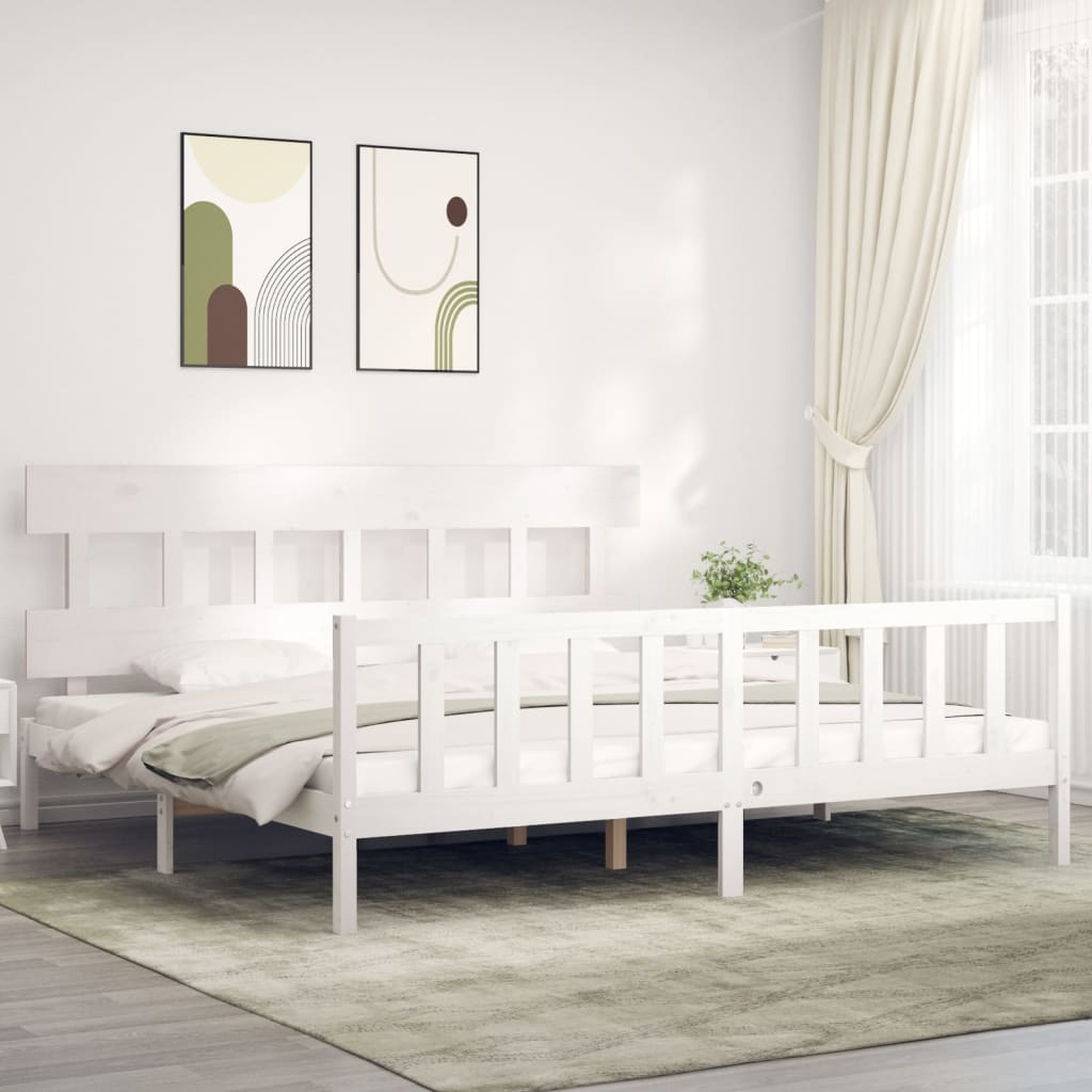 Maison Exclusive - Cadre de lit sans matelas blanc 200x200 cm bois ...