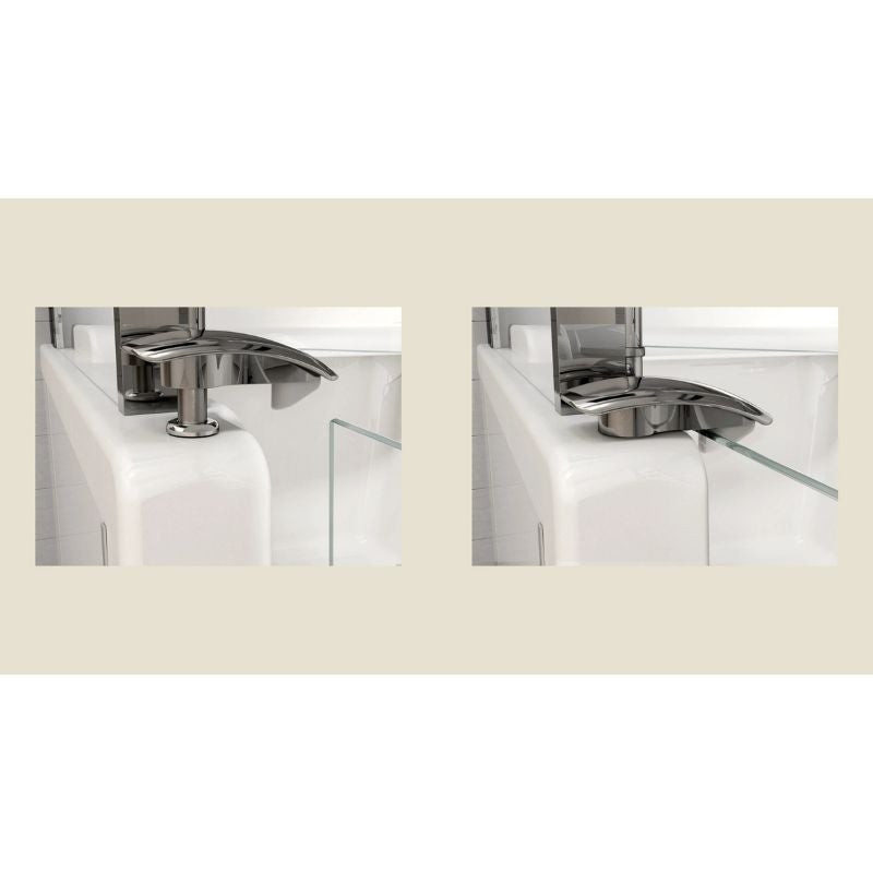 Baignoire à porte KINEDO 170x75 Duo PACK Design3 pose en niche espace bain à gauche espace douche à droite (tablier verre blanc coussin et vidage) - 6