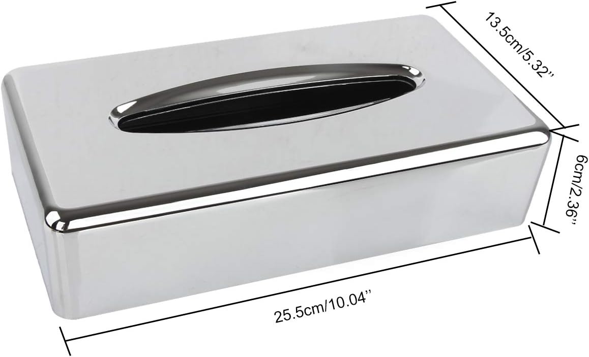 Prostokątny uchwyt na chusteczki z lusterkiem - Do domu, biura i samochodu - Srebrny - 3