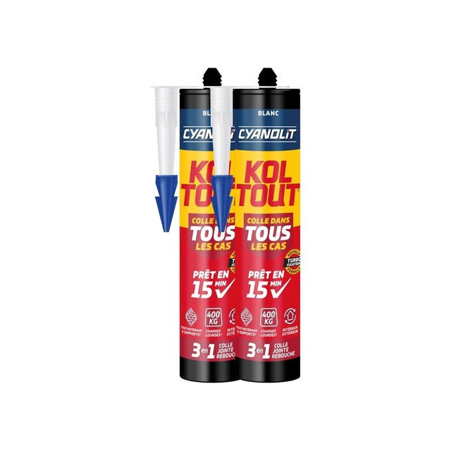 CYANOLIT Total Tech blanc colle mastic polymère 290 ml lot de 2 haute élasticité