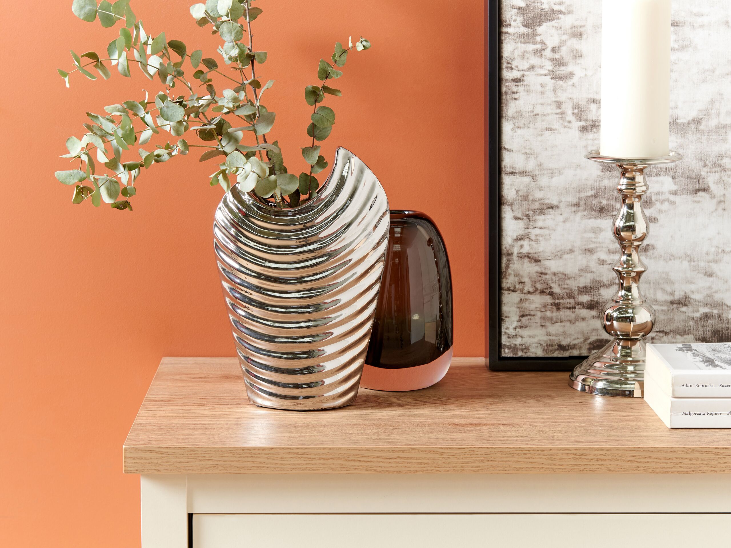Vase décoratif ECETRA Grès 26 cm Argenté - 2