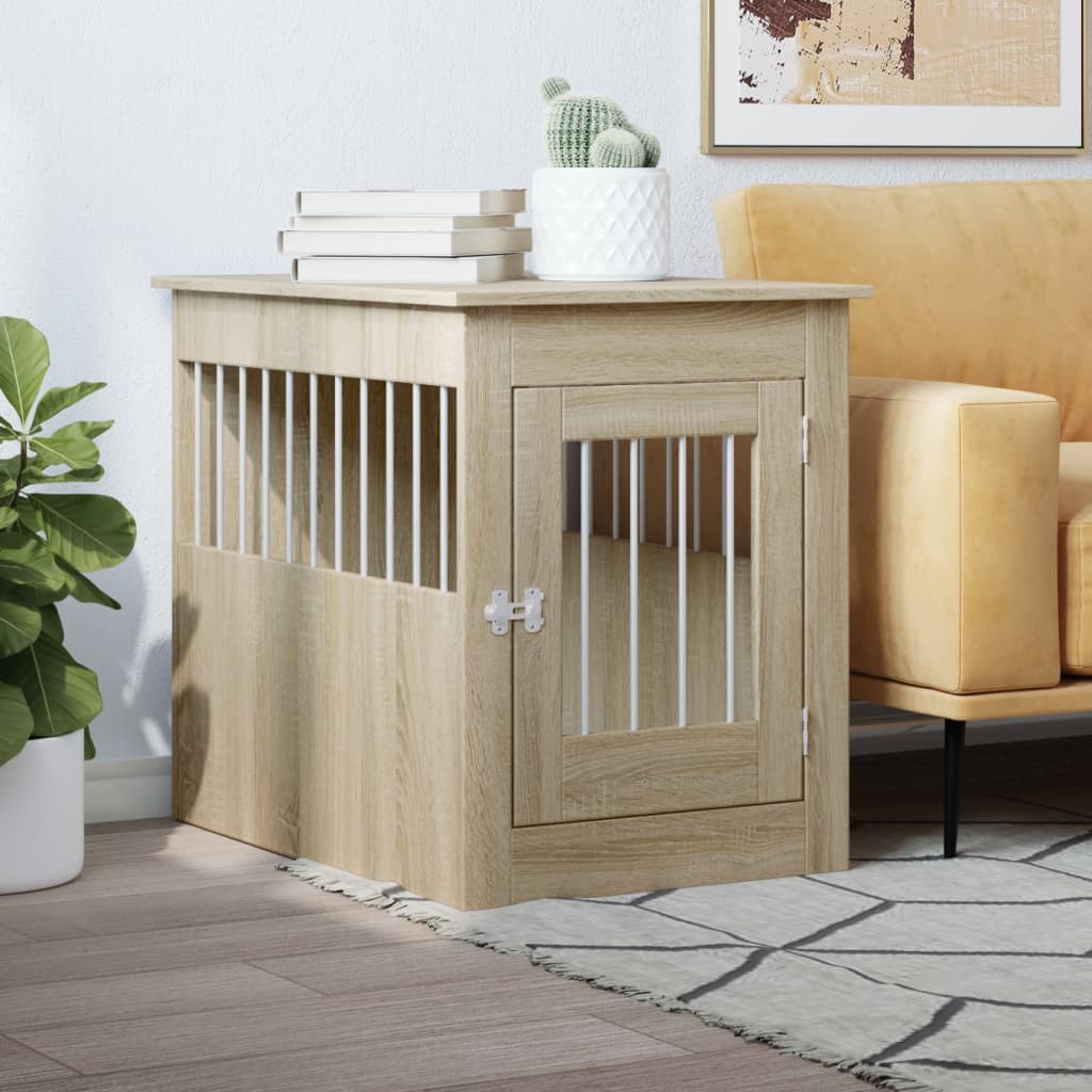Meuble de cage pour chiens chêne sonoma 55x80x68 cm vidaXL Leroy Merlin