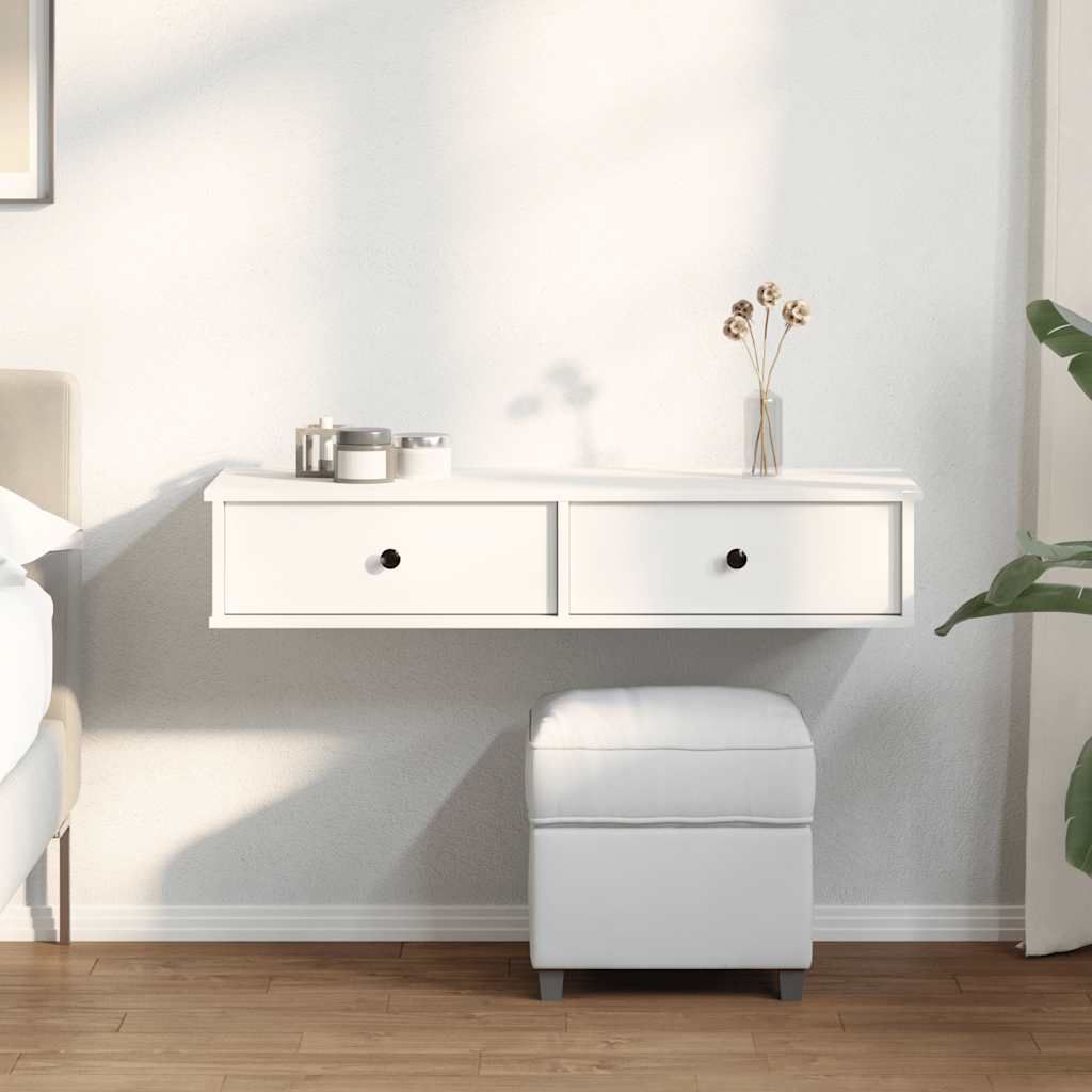 Étagère murale - Étagère flottante et tiroirs blanc 100x37,5x19cm bois d'ingénierie em213 - 3