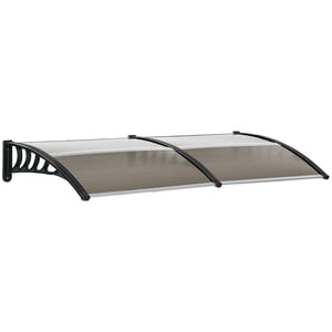 Auvent marquise de porte voûté L. 200 cm polycarbonate fumé PP noir