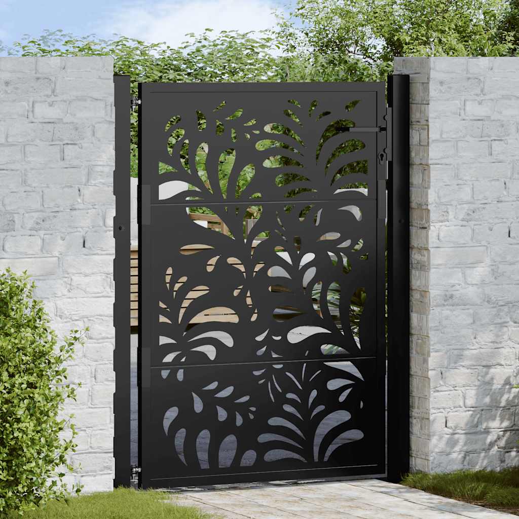 Vidaxl Puerta De Jardín 100X125 Cm Diseño Ondulado De Acero Negra , Leroy Merlin
