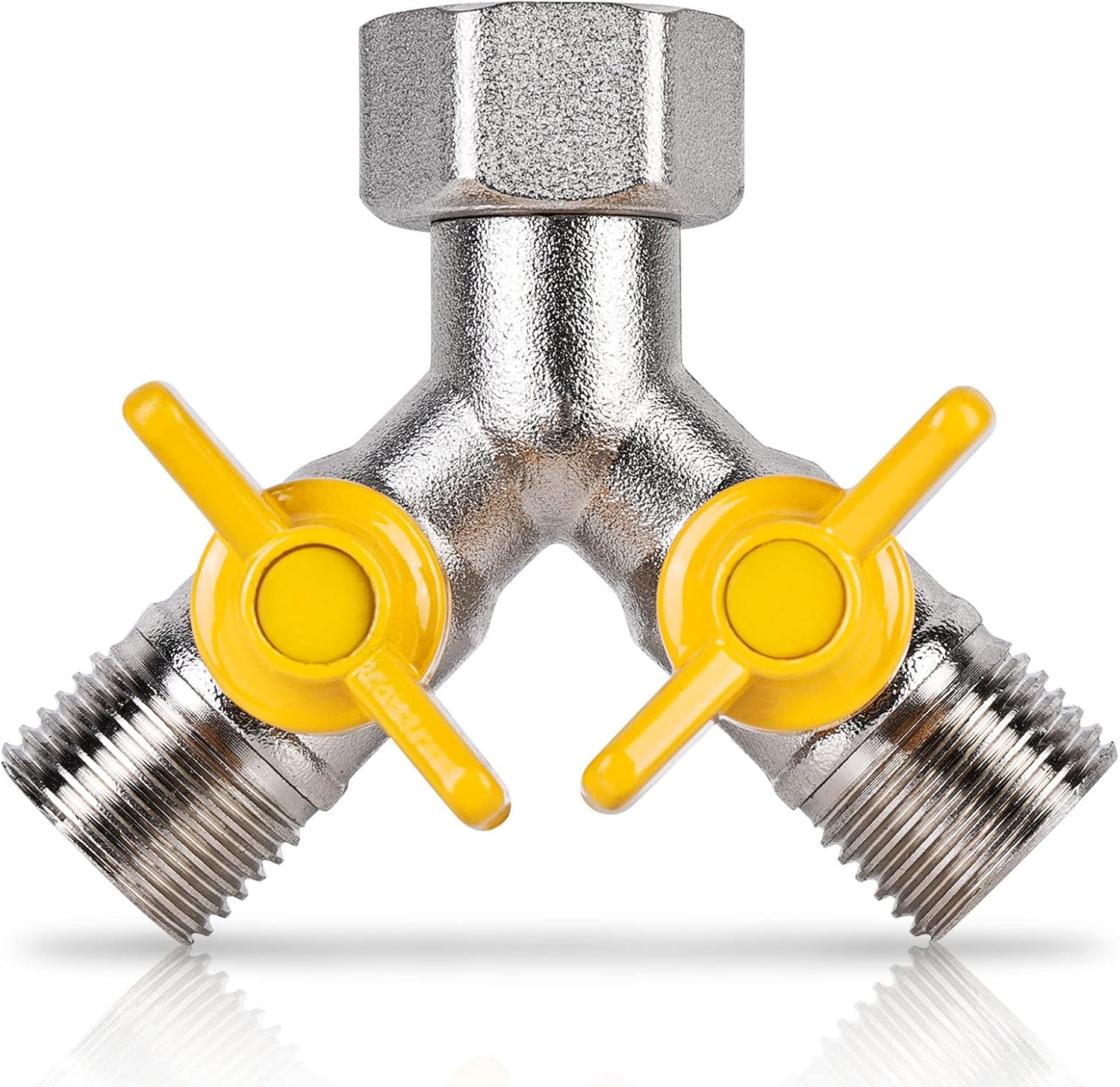 Rozdzielacz wody Y 1/2" z mosiądzu, 2 komory, do pralki i węża ogrodowego