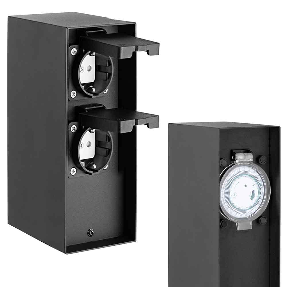 Colonna Prese Da Esterno POCK | 2 Prese IP44, Design Pietra | Con Picchetto Per Terra - Foto 8