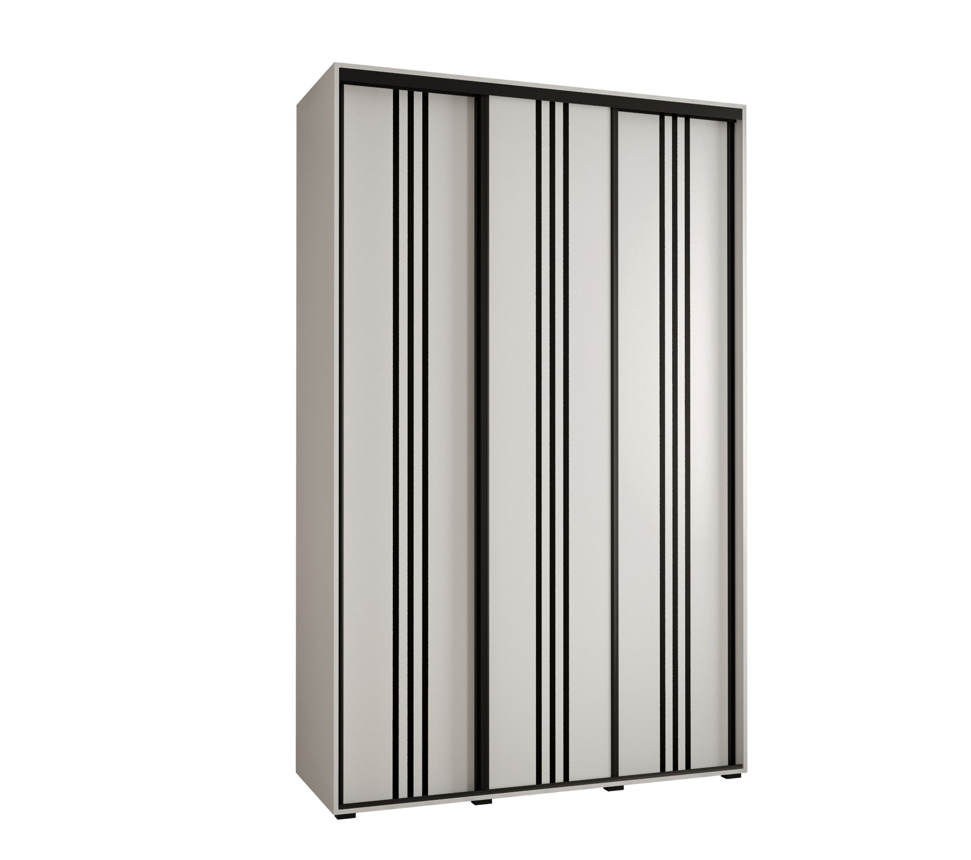 Szafa przesuwna wysoka Davos 6 150 x 45 x 235,2 cm biały + biały + u. czarny - Abiks Meble