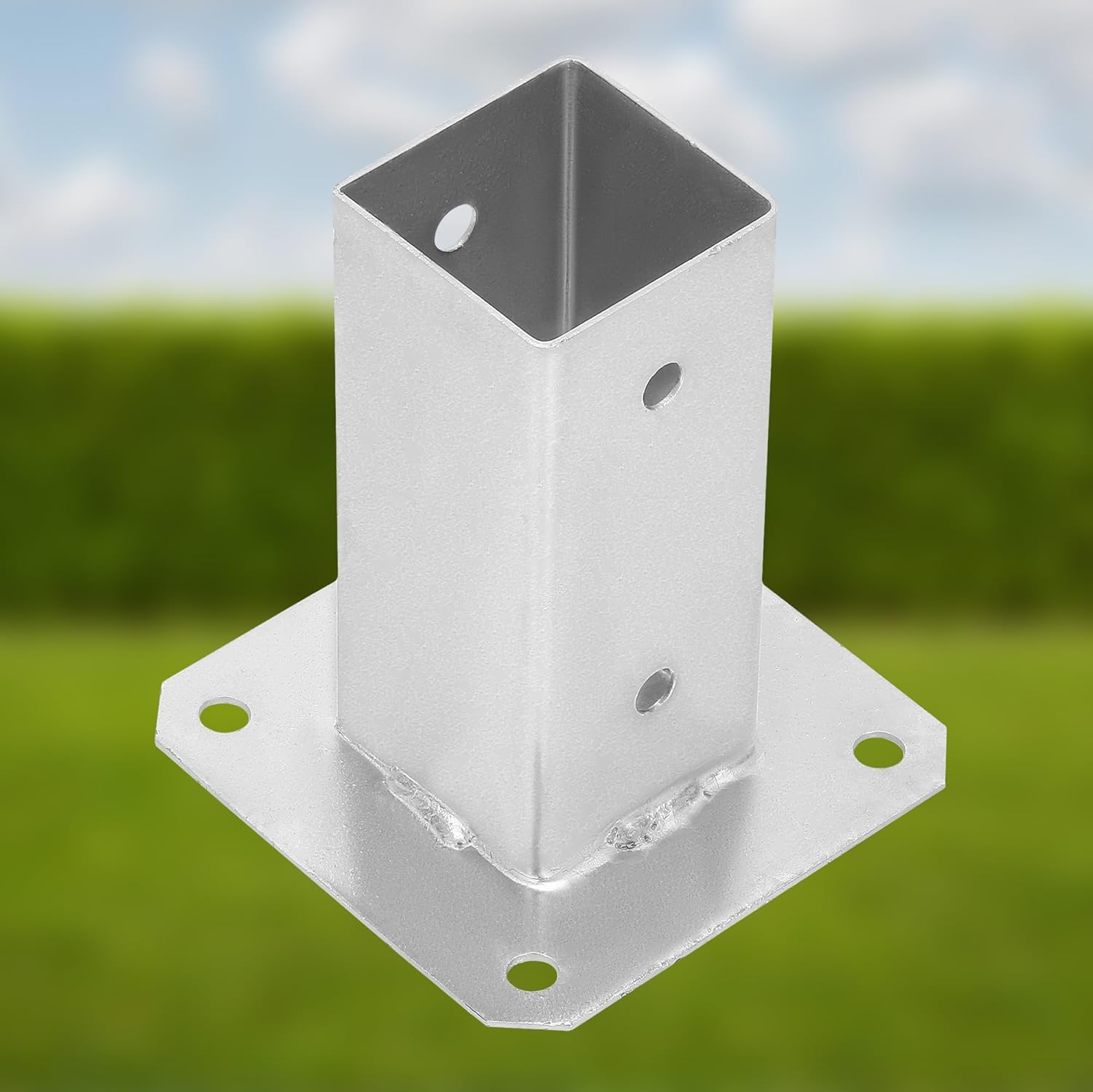 Soporte para poste a fijar 60 x 60 mm en acero galvanizado - Pie de poste cuadrado - KOTARBAU - 5