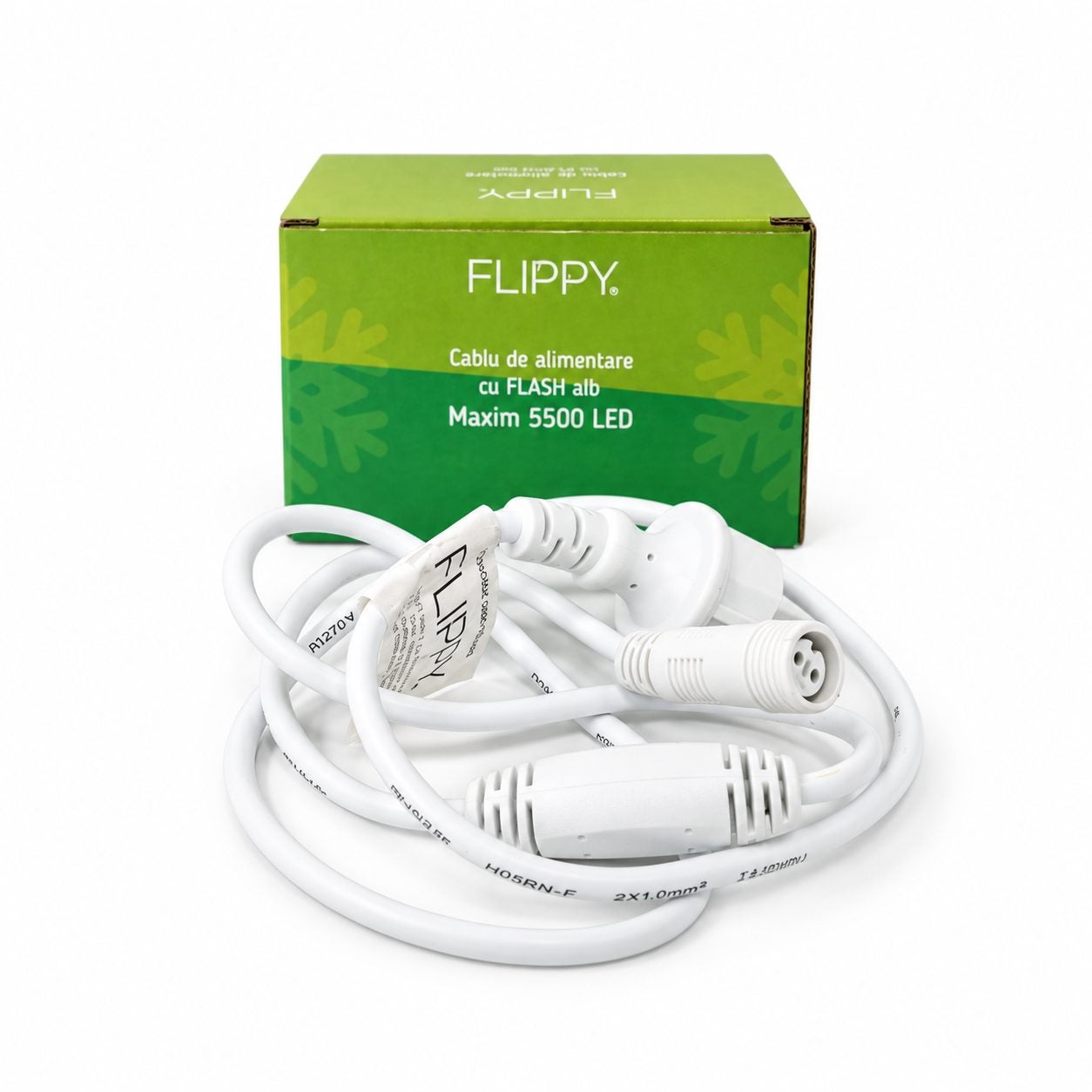 Cablu de alimentare instalatie Craciun Flippy Max 5500 LED, cu flash, IP65, alb