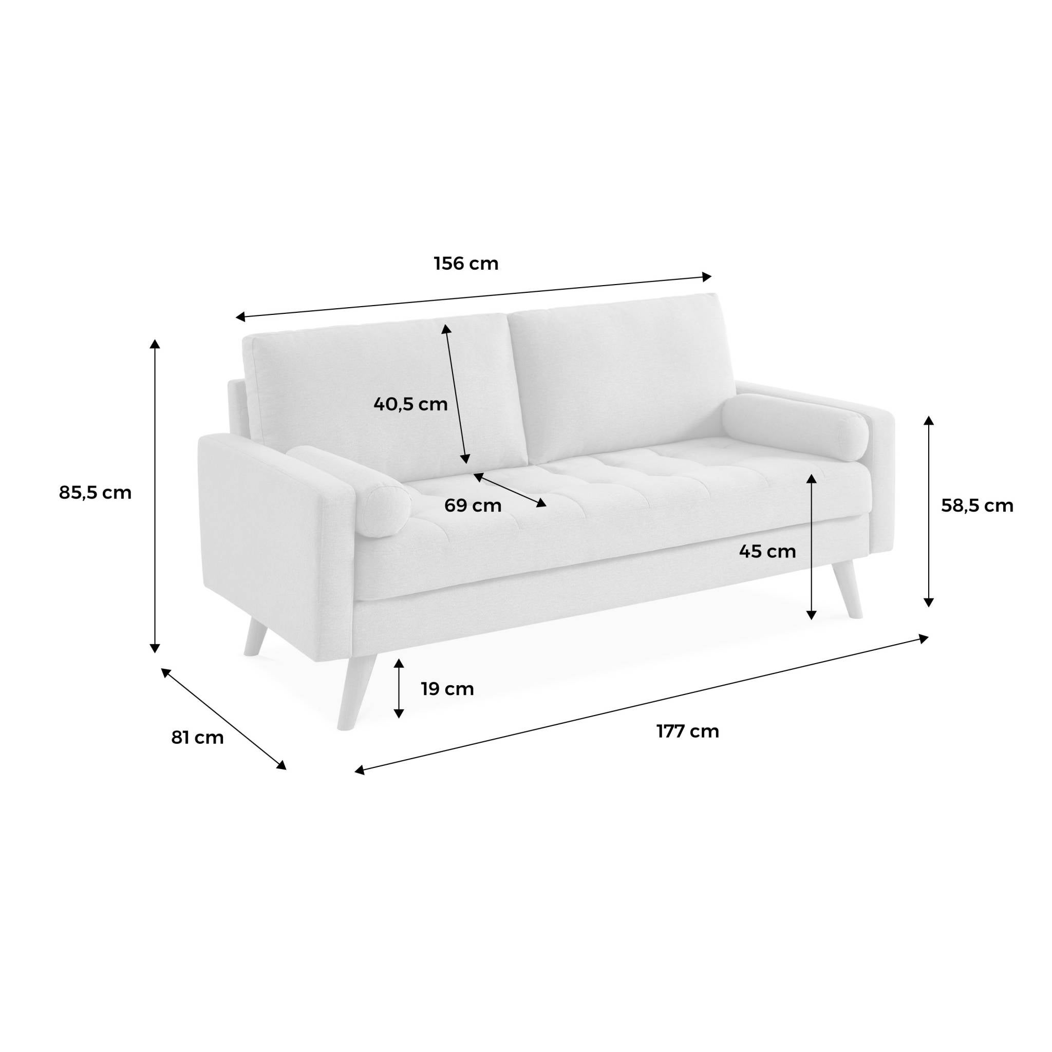 Canapé en tissu gris clair. 3 places scandinave fixe. droit. pieds bois IVAR 3 - 8