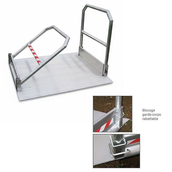Rampe d'accès pour piétons - Longueur de 1m66 pour un fossé de 1.00m - Capacité de charge max 400kg/m² - Vendue à l'unité - MPP16/10U - 5
