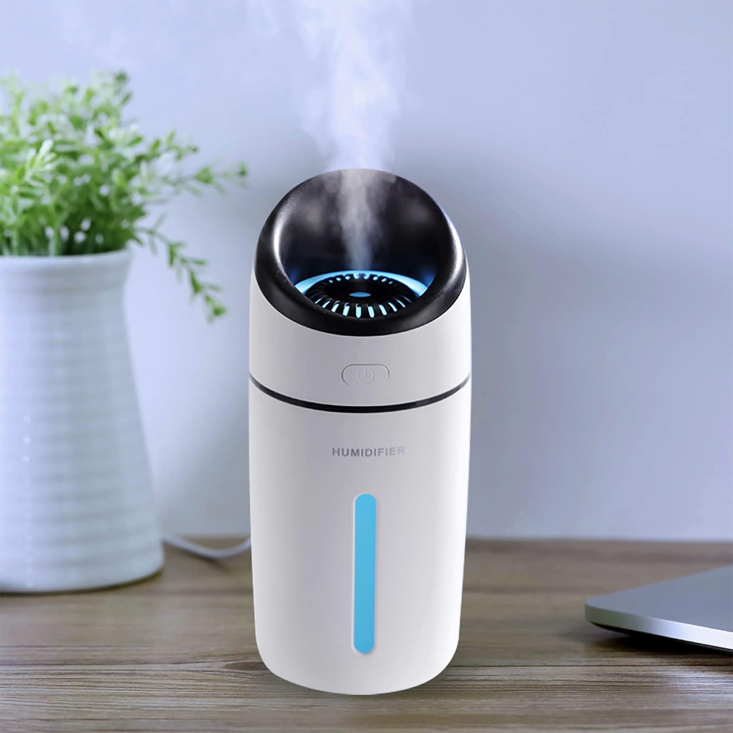 320 ml ultradźwiękowy nawilżacz powietrza USB, mini nawilżacz z 2 regulowanymi trybami mgiełki, automatycznym wyłączaniem i kolorową lampką nocną
