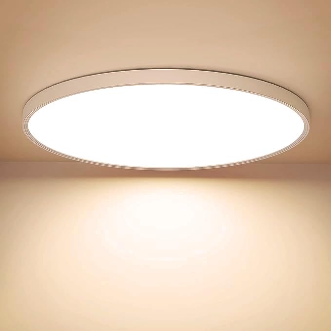 Pvc Eclairage GLAMARIS Plafonnier LED Rond 36W 4050LM, Blanc PVC, Lumière Chaude ...