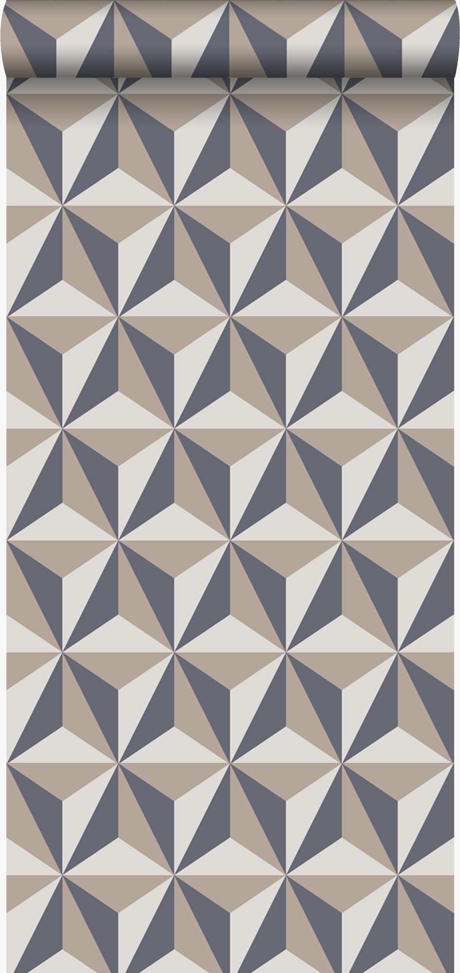 Papel pintado 3d gráfico azul vintage y gris pardo - 53 cm x 10,05 m - origin wallcoverings
