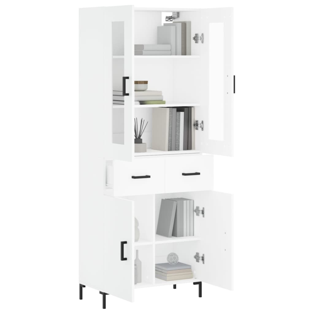 Buffet haut Blanc 69,5x34x180 cm Bois d'ingénierie - 3