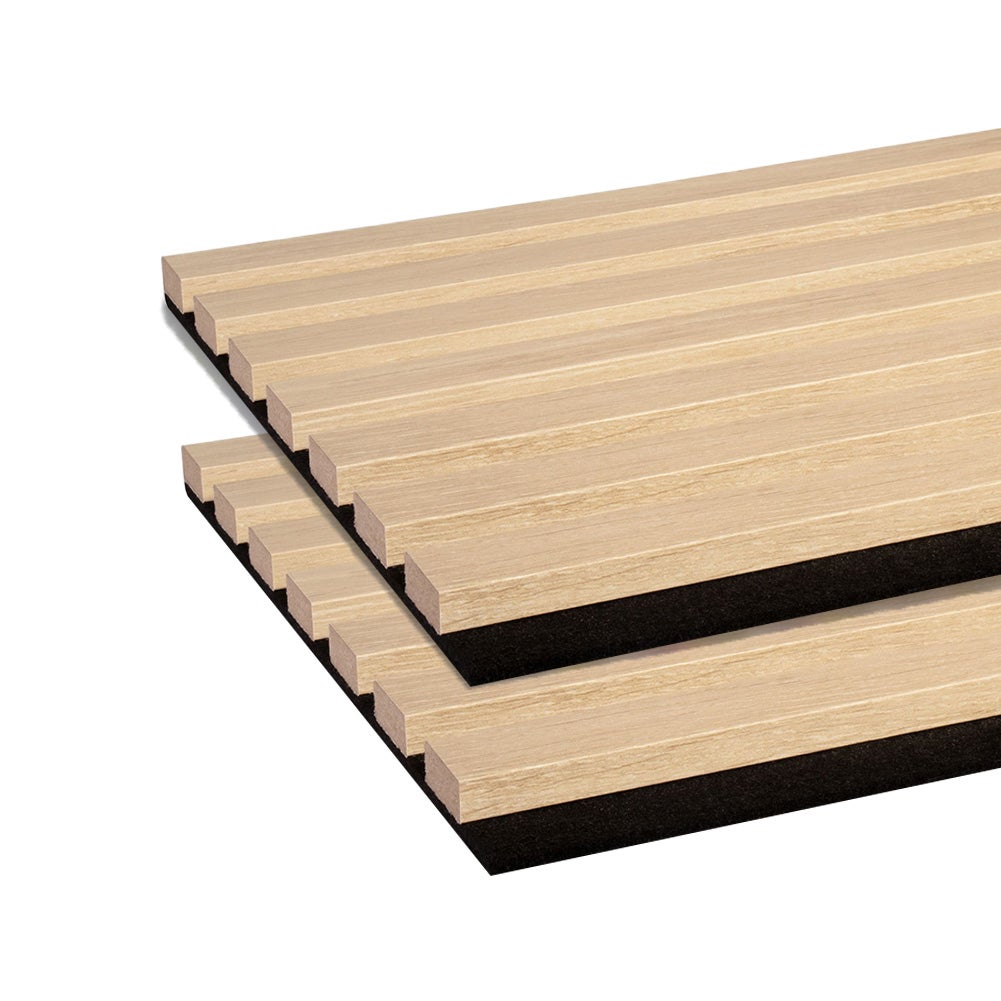 Lot de 2 Panneaux tasseaux bois MDF acoustic décor chêne ivoire sur fond feutrine noir 2600 x 300 x 17 mm 1,56 M2 PEFC 70% - 2