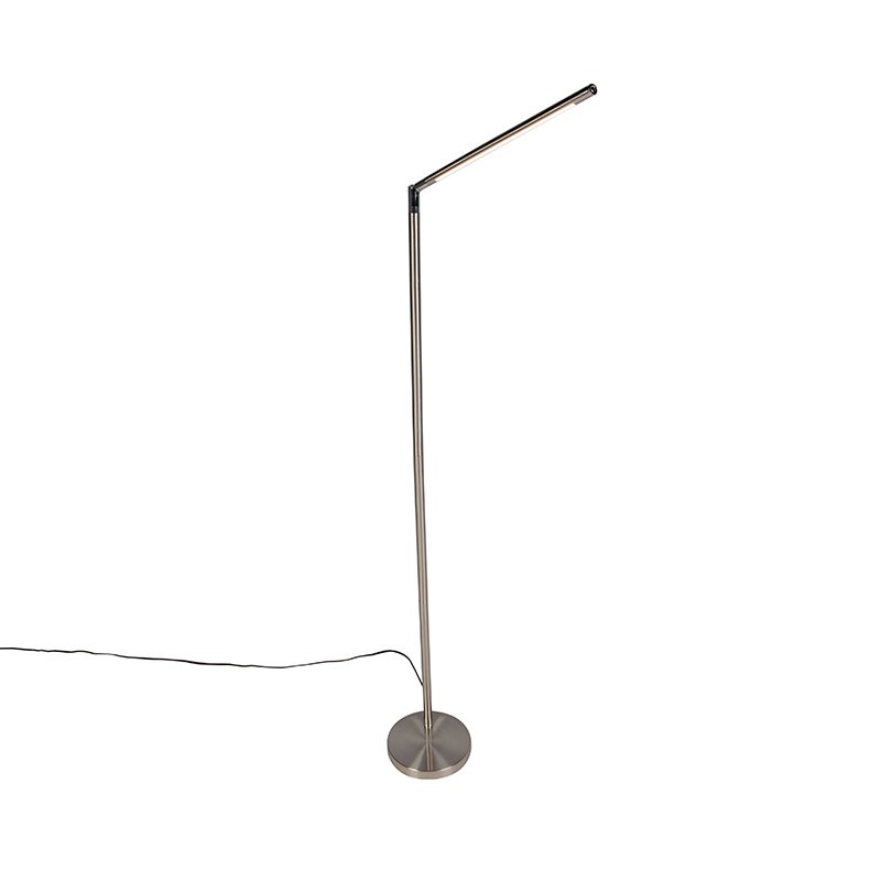 Qazqa moderne lampadaire - Berdien Fl - acier, led intégrée 6w incluse, Integrated led, dimmable, 163cm, idéal pour le salon - 6