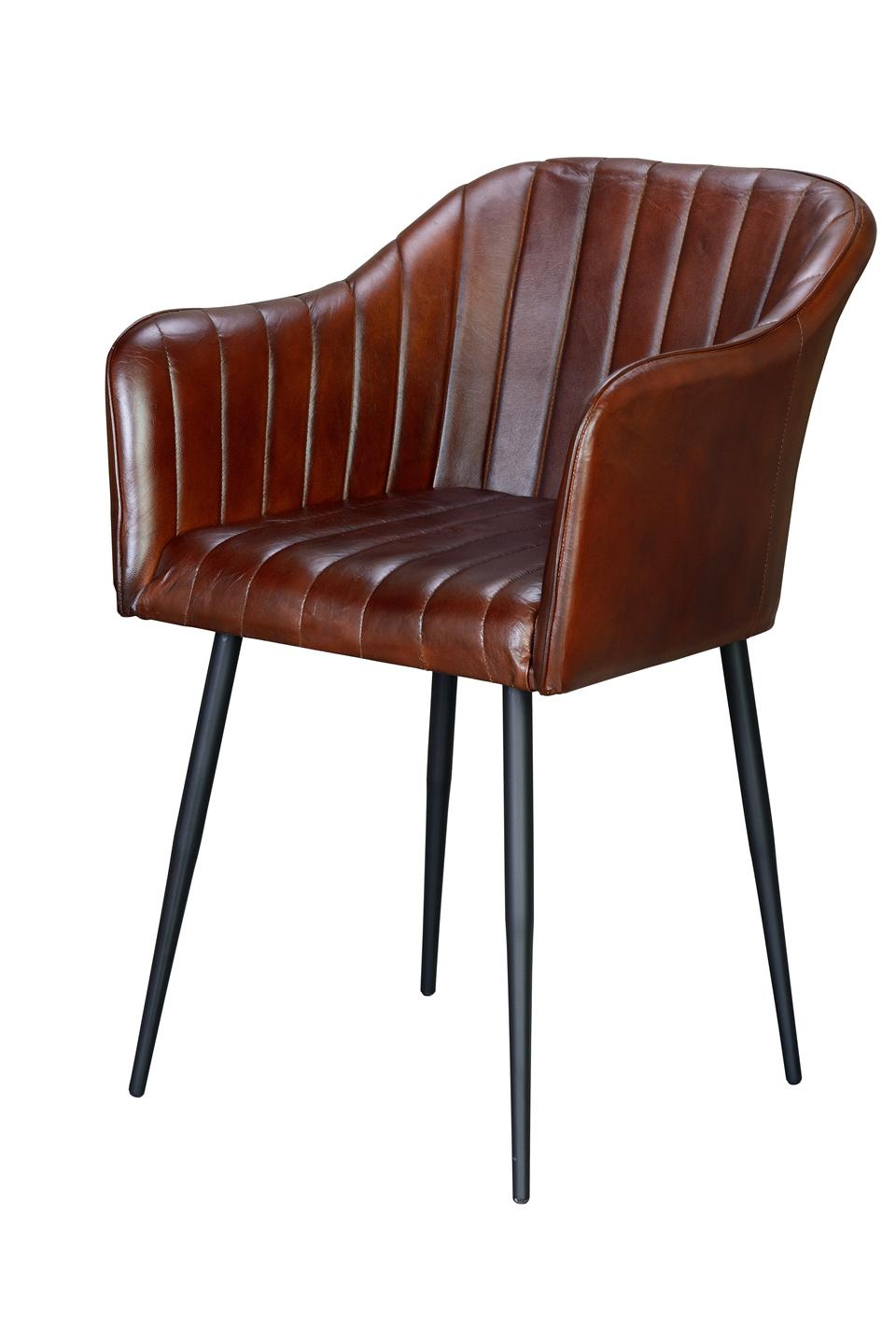 Fotel skórzany 54 cm w stylu industrialnym vintage - 82x55x56 GYC
