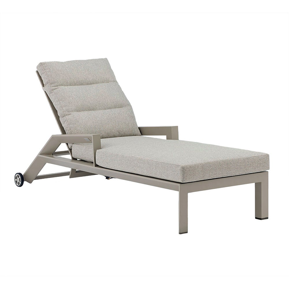 TEMPO STYLE – Piękny leżak wypoczynkowy z aluminium z funkcją rozkładania Tortora | Idealny na plażę, basen i do ogrodu | 200 x 86 x 71 cm