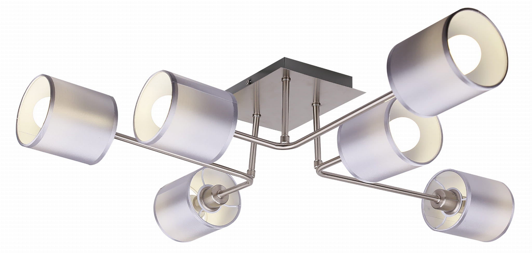 Lampa wisząca Sax srebrna 6xE14x40W wym: 18 x 80 x 74 cm tkanina Candellux