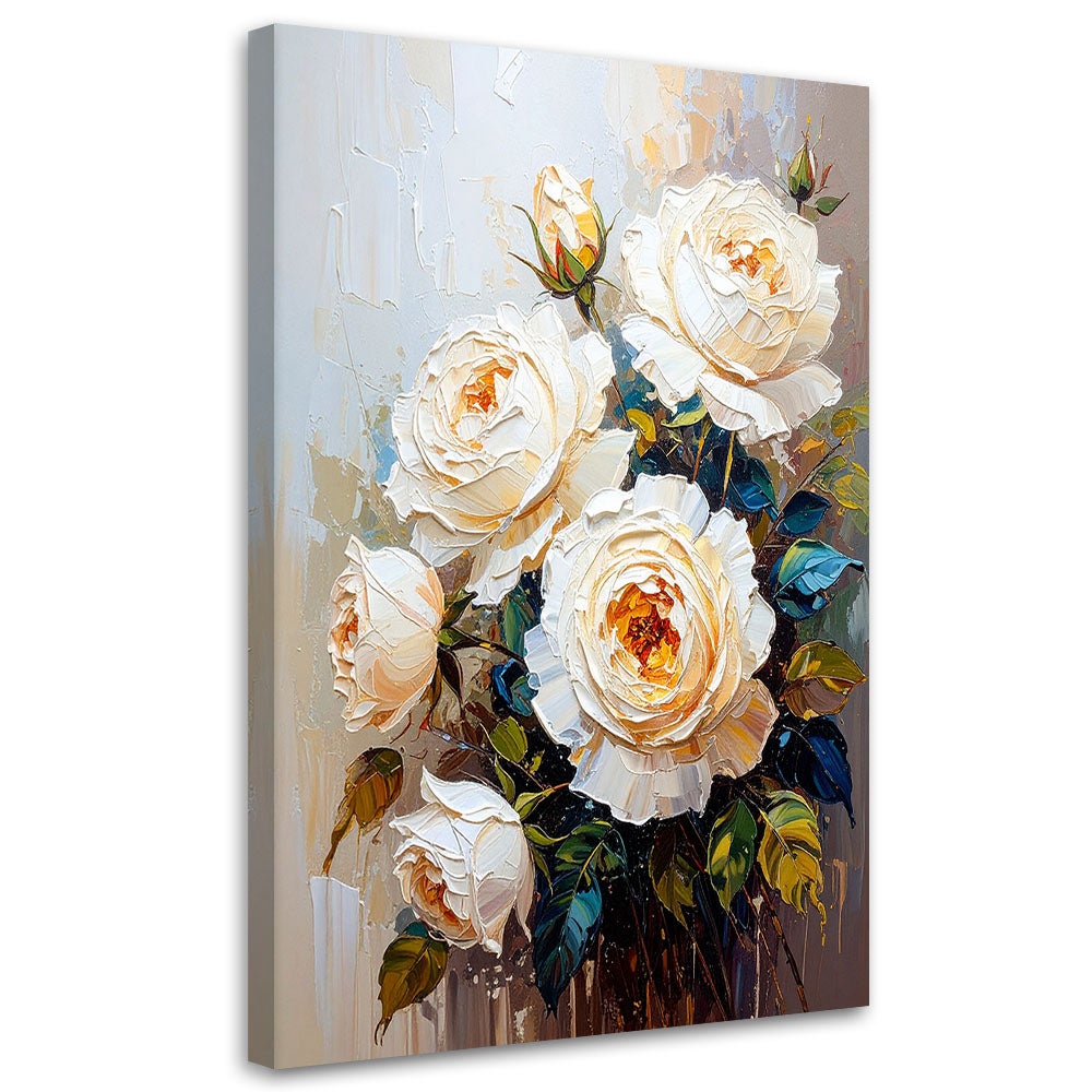 Obraz do salonu sypialni róże białe kwiaty bukiet 60x90