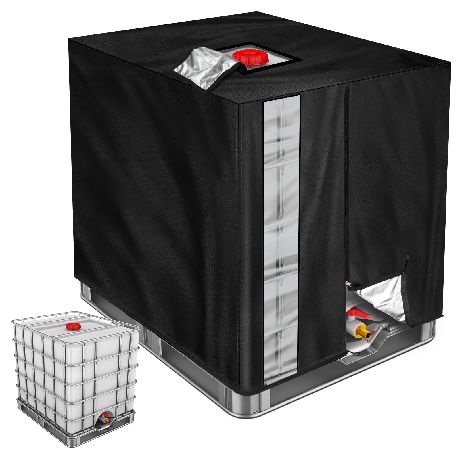 Pokrywa zbiornika IBC, Pokrowiec ochronny na zbiornik IBC, IBC z pyłoszczelną i wodoodporną osłoną odporną na promieniowanie UV, (120 * 100 * 116 cm)