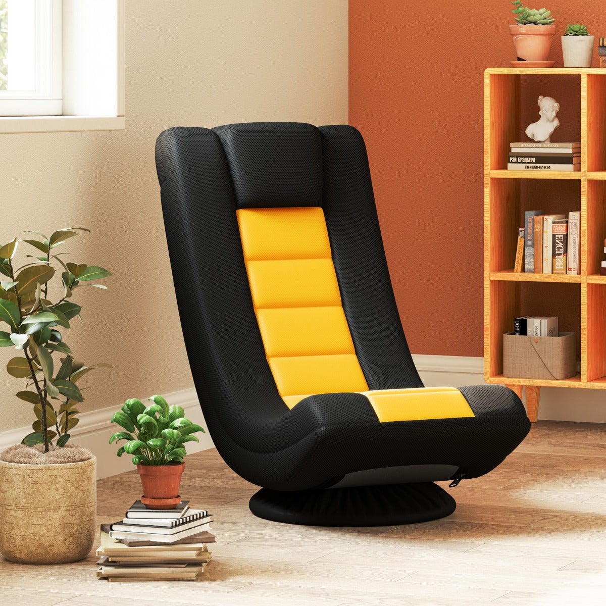 Chaise De Sol Pivotante HOMCOM - Rotation 360°, Dossier 3 Positions, Pliable - Pour Méditation, Salon, Jeux - Vert