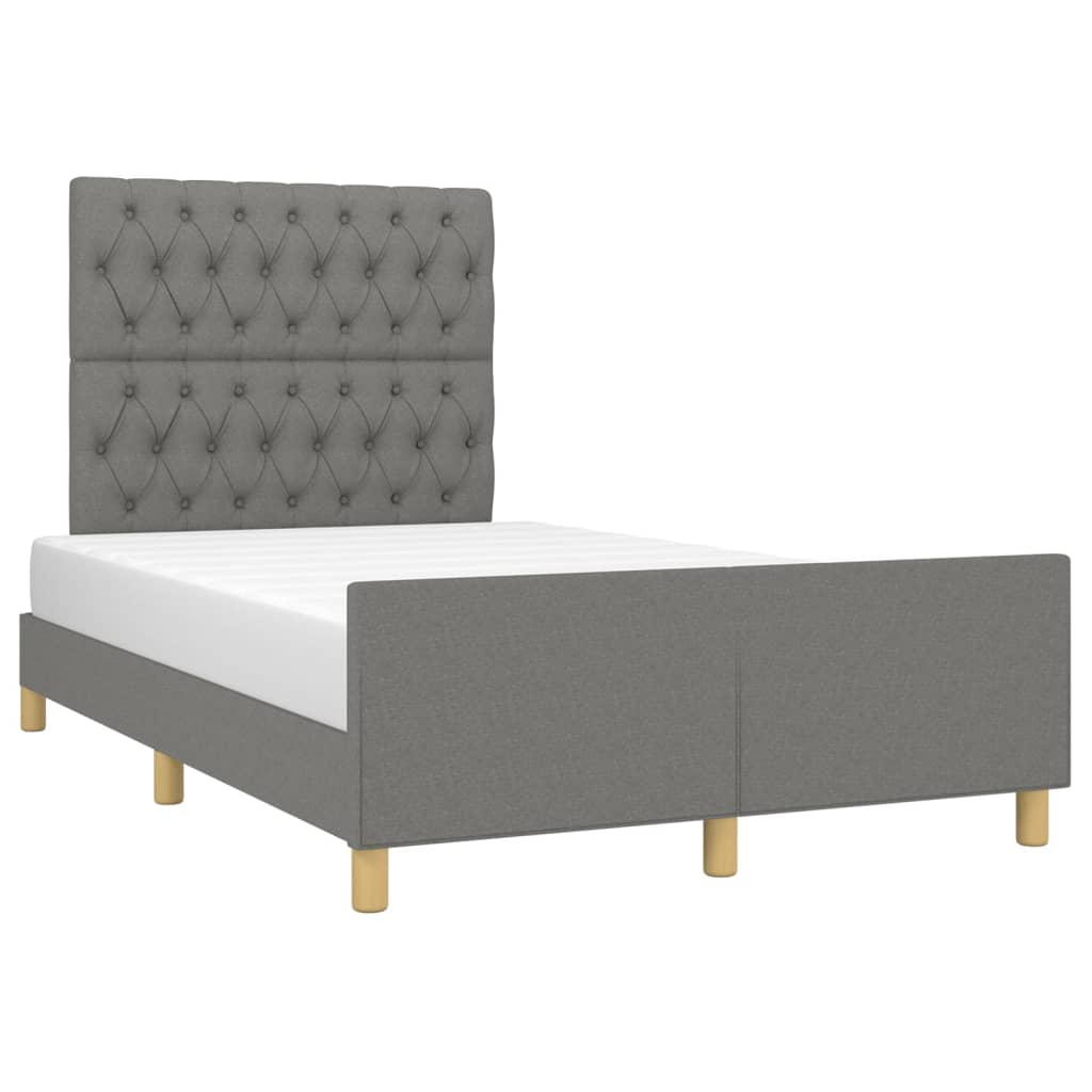 Cadre de lit sans matelas, tissu, gris foncé, pour la chambre, 120 × 200 cm - 3