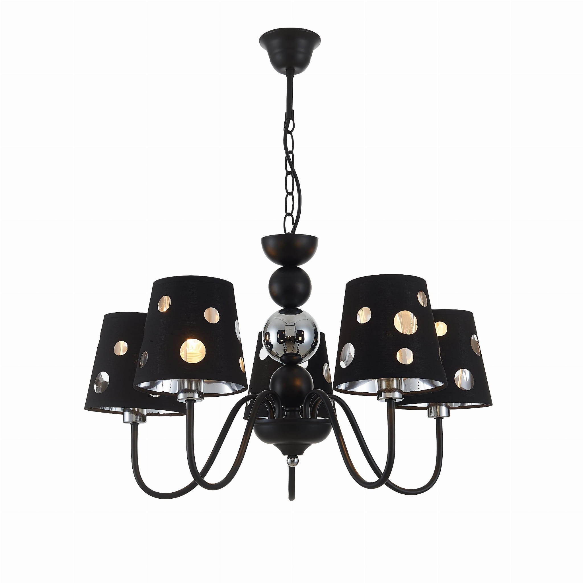 Lampa wisząca Batley czarno-srebrna 5xE14x60W wym: 100 x 58 x 58 cm metal Candellux