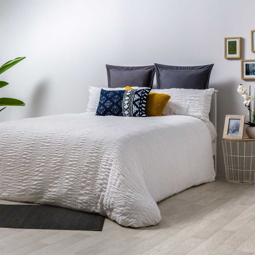 COTTON ARTean Funda Nordica SEERSUCKER BLANCO microfibra bambula