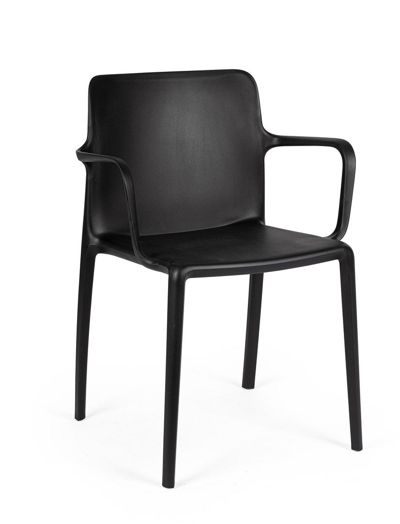 Czarne krzesło do jadalni ze stali i polipropylenu