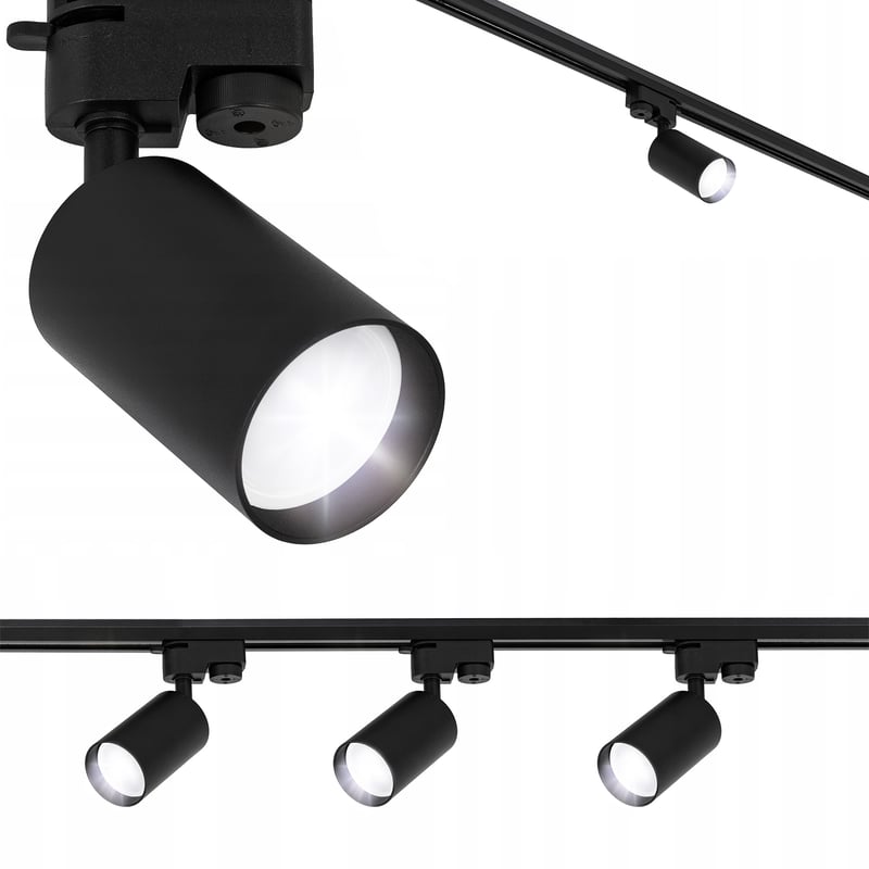 Zestaw szynowy 3x oprawa GU10 - Listwa reflektorowa czarna 1m - Lampa sufitowa LED szynoprzewód - LEDHOFF