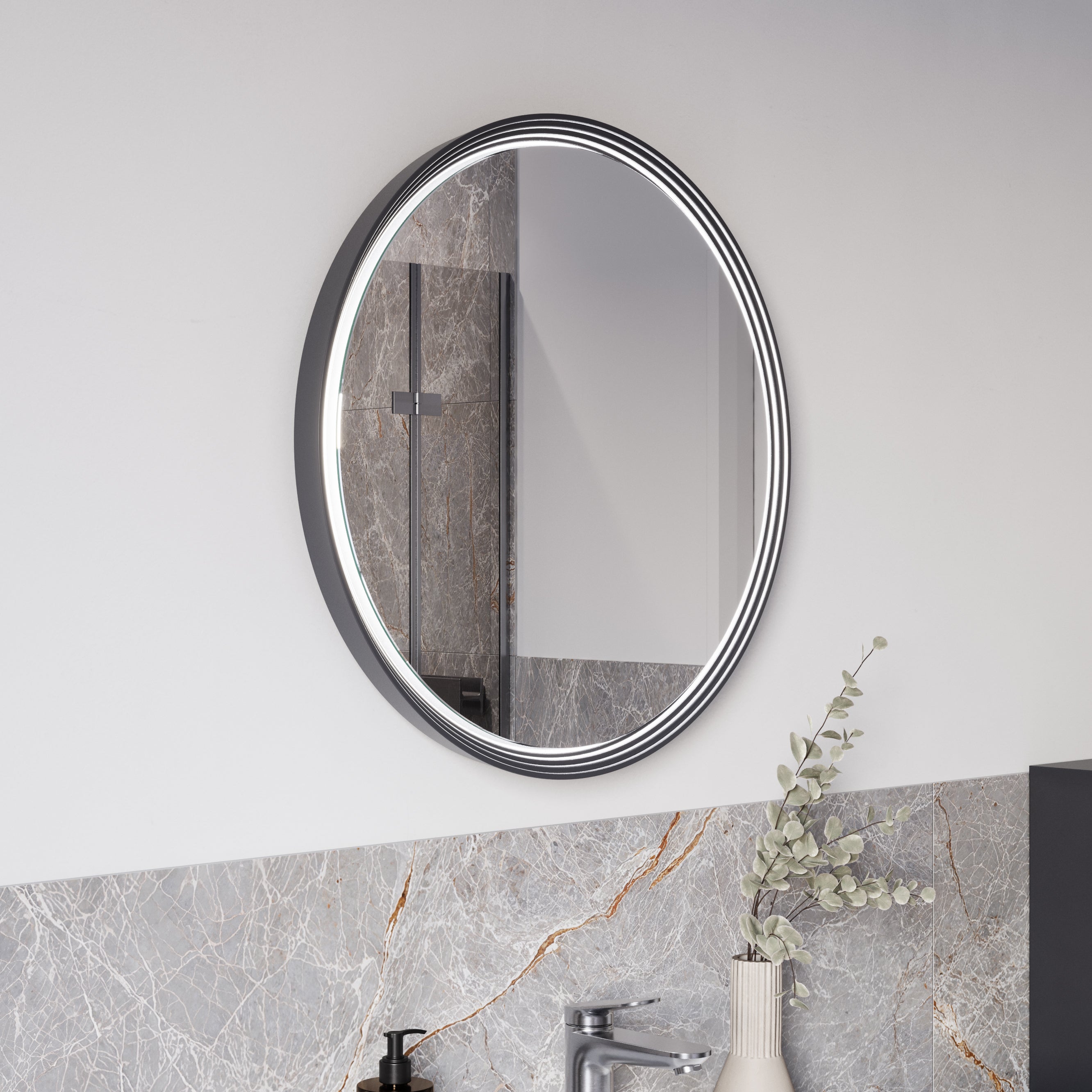 Miroir de salle de bain avec éclairage et chauffage LED - Dimmable - 80 x 80 CM