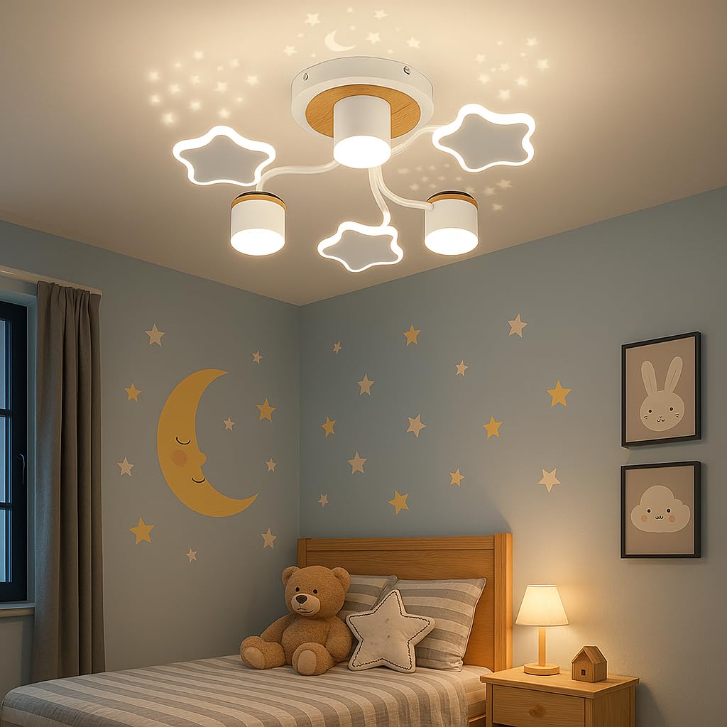 Plafón LED Habitación Infantil 60cm, Diseño Cielo Estrellado, 24W 2400LM, Regulable 3000K-6500K, Mando a Distancia, Temporizador, Luz de Noche - 2