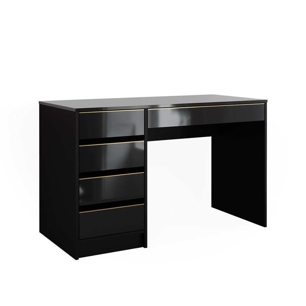 Coiffeuse avec miroir en bois aggloméré stratifié Noir H. 75 x l. 120 x ...